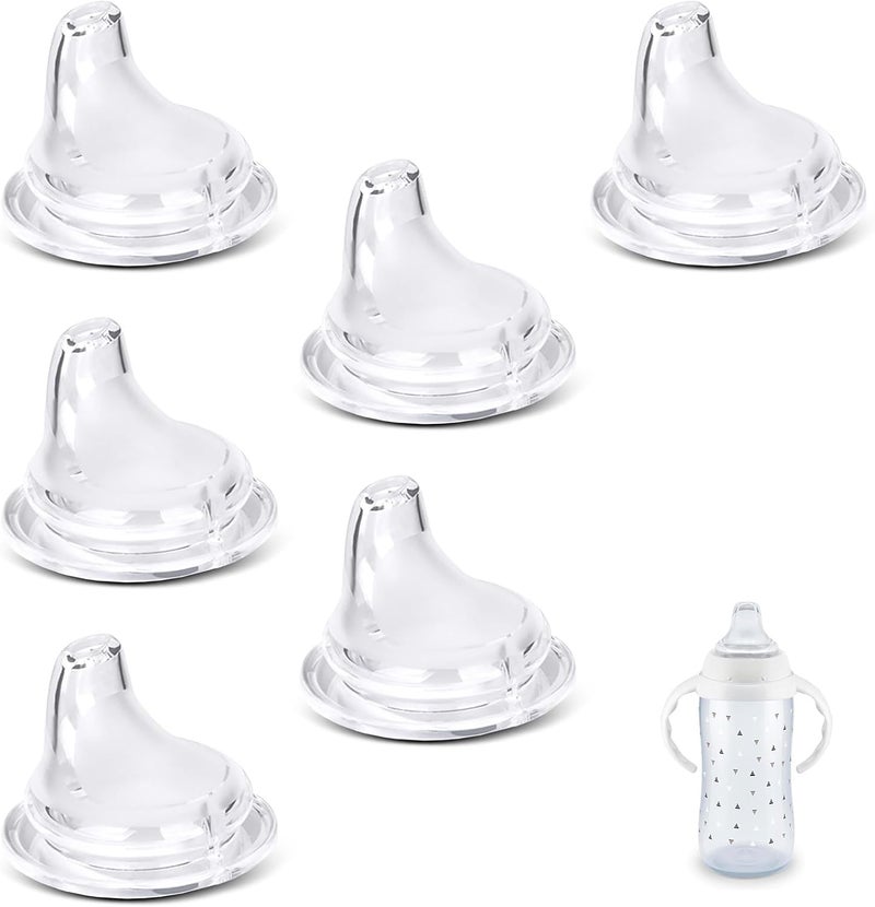 VANEST 4/6 Packs Replacement Silicone Spout Compatible with NUK Learner Cup & Active Cup, Soft Transition Spout for Sippy Cups, Leak-Proof, BPA-Free, Easy to Clean Medium Flow (6 Pack) - Image 1